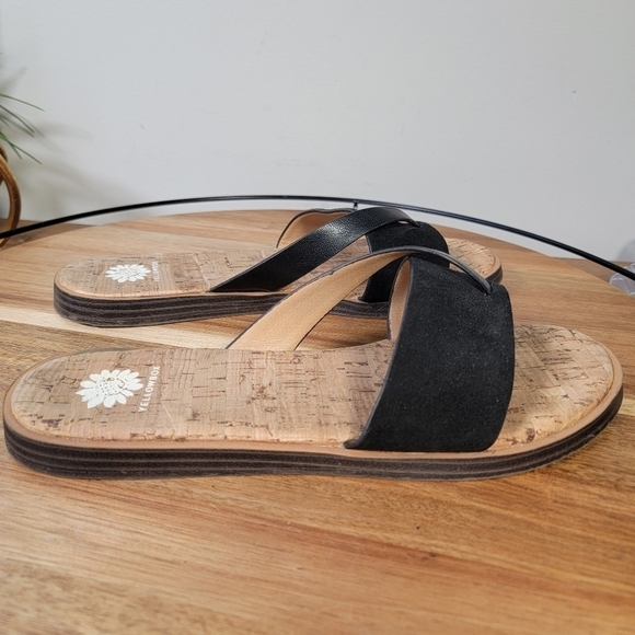 Yellow Box Barann Black Suede and Leather Strap Sandals Size 8 - Picture 7 of 16